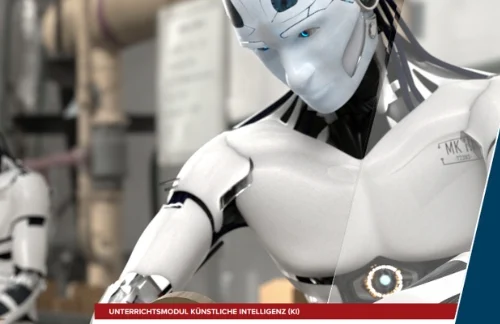 Das Titelbild eines Arbeitsblattes: Ein Roboter öffnet Papierkisten.