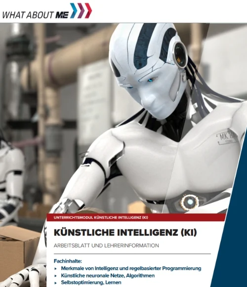 Das Titelbild eines Arbeitsblattes: Ein Roboter öffnet Papierkisten.