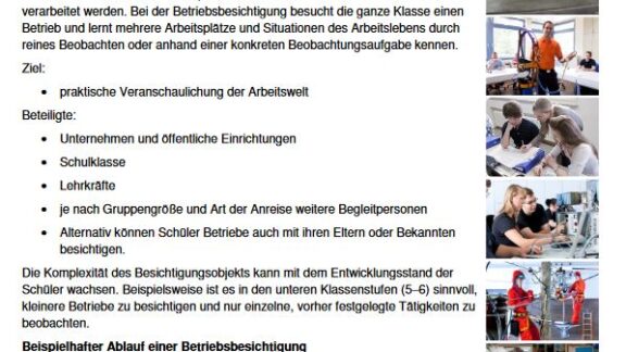Arbeitsblatt: Betriebsbesichtigung Betriebsbesichtigung