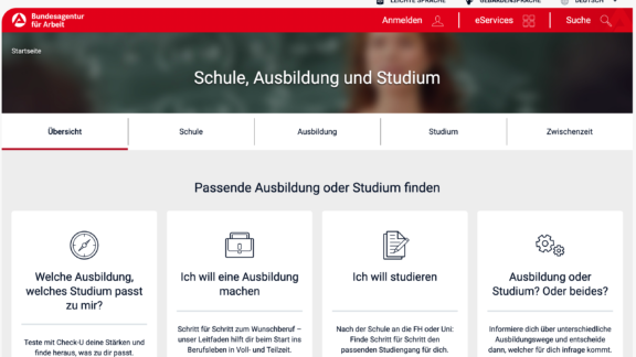 Linktipp: Bundesagentur für Arbeit (BA) rund um das Thema Ausbildung Internetauftritt der Bundesagentur für Arbeit