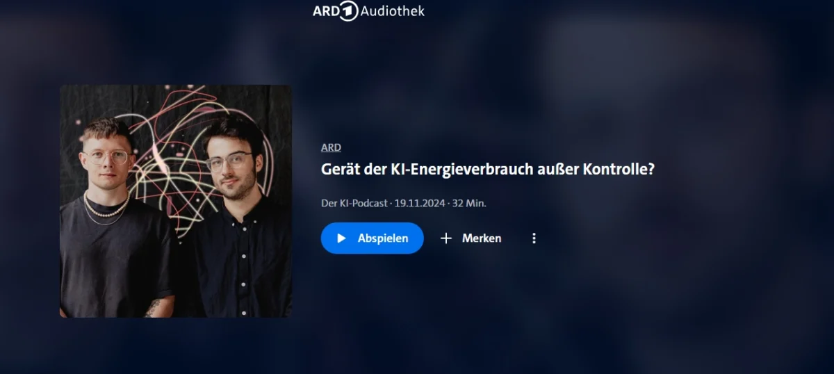 Screenshot Podcastfolge "Gerät der KI-Energieverbrauch außer Kontrolle?"