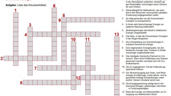 Quiz: Erneuerbare Energien EE-Kreuzworträtsel