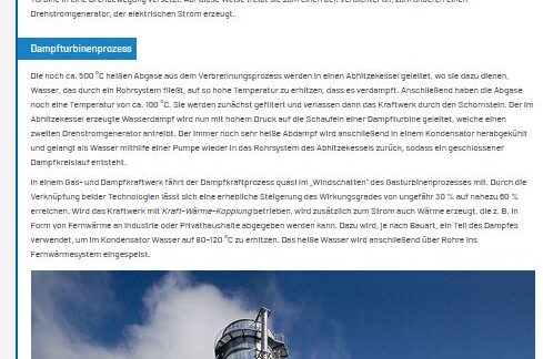 Interaktiver Lernbaustein: Gas- und Dampfkraftwerke Gas-Dampfkraftwerke