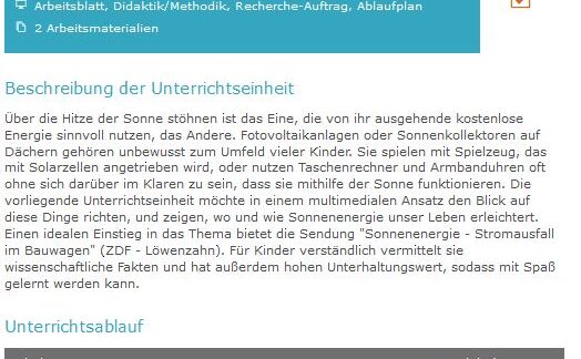 Unterrichtsmaterial: Sonnenenergie LO-Sonnenenergie