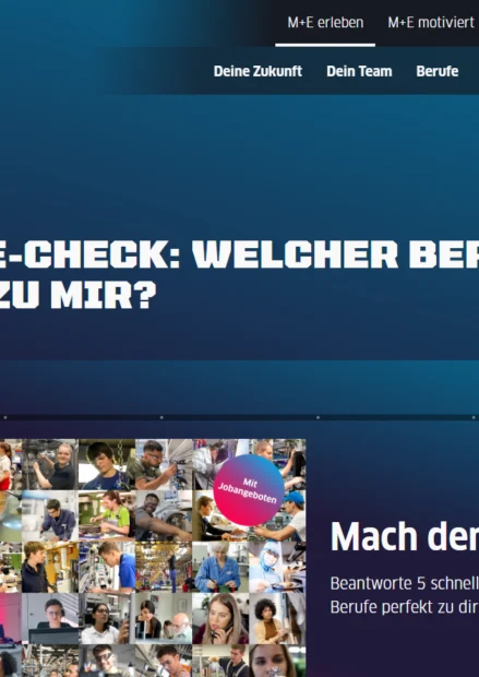 Screenshot von What about me: Berufe-Check mit fünf Fragen.
