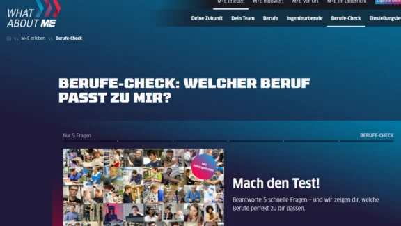 Screenshot von What about me: Berufe-Check mit fünf Fragen.