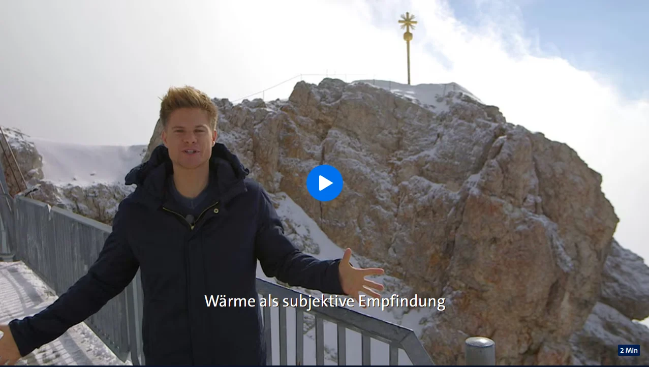 Screenshot des Videos Wärme als subjektive Empfindung.