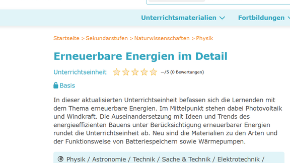 Lehrer-Online-Material zu erneuerbaren Energien, Sekundarstufe II.