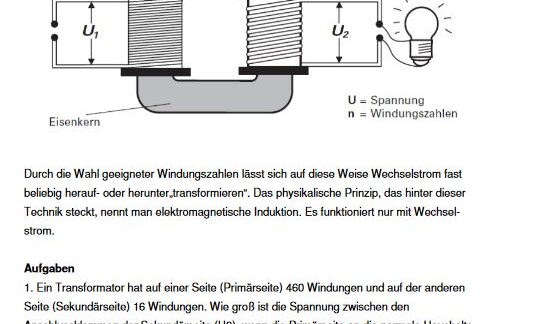 Arbeitsblatt: Wie funktioniert ein Transformator? Transformator