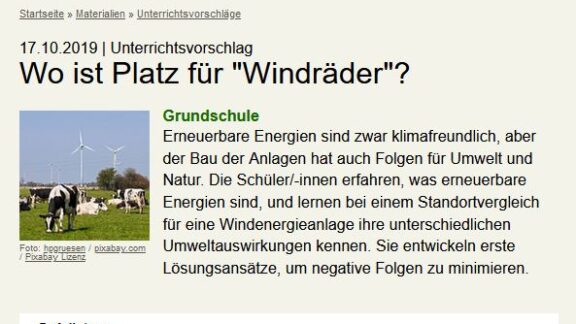 Unterrichtsmaterial: Wo ist Platz für Windräder? Windräder-Platz